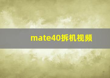 mate40拆机视频