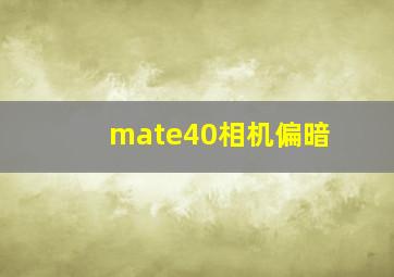 mate40相机偏暗