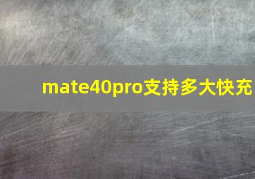 mate40pro支持多大快充