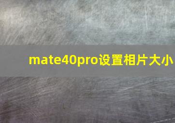 mate40pro设置相片大小