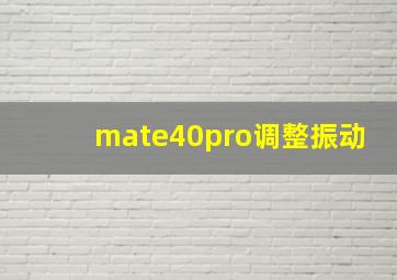 mate40pro调整振动