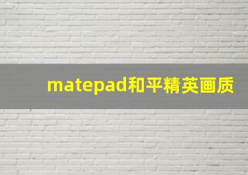 matepad和平精英画质