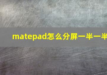 matepad怎么分屏一半一半