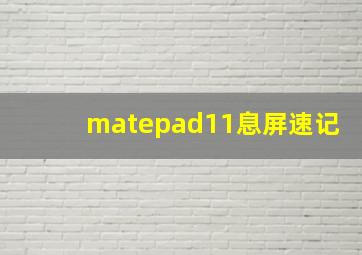 matepad11息屏速记