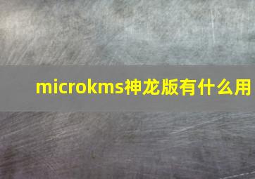 microkms神龙版有什么用