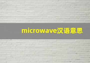 microwave汉语意思