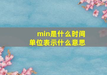 min是什么时间单位表示什么意思