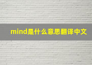 mind是什么意思翻译中文