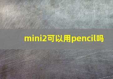 mini2可以用pencil吗