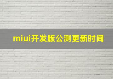 miui开发版公测更新时间