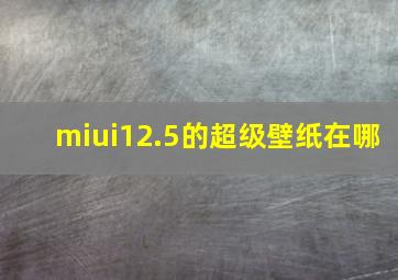 miui12.5的超级壁纸在哪