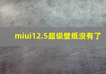 miui12.5超级壁纸没有了