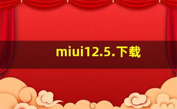 miui12.5.下载