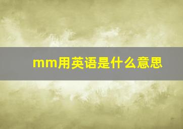 mm用英语是什么意思