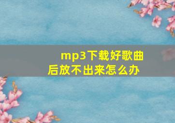 mp3下载好歌曲后放不出来怎么办