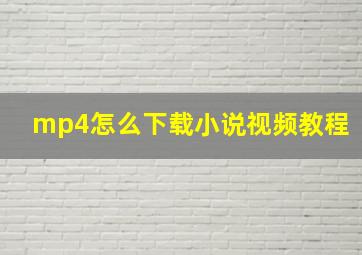 mp4怎么下载小说视频教程