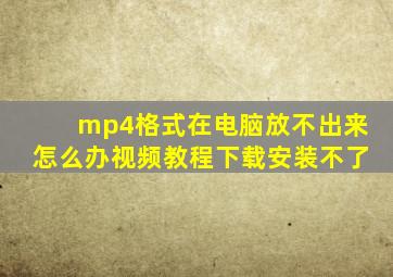 mp4格式在电脑放不出来怎么办视频教程下载安装不了