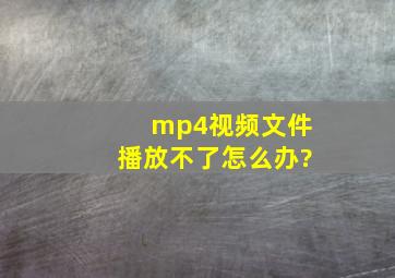 mp4视频文件播放不了怎么办?