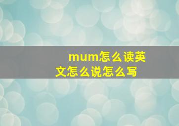 mum怎么读英文怎么说怎么写