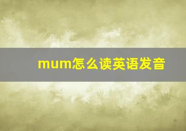 mum怎么读英语发音