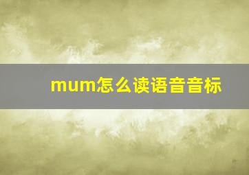 mum怎么读语音音标