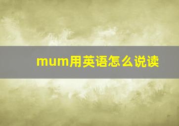 mum用英语怎么说读