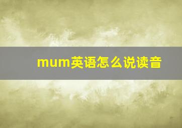 mum英语怎么说读音