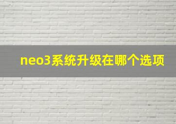 neo3系统升级在哪个选项