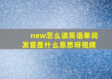 new怎么读英语单词发音是什么意思呀视频