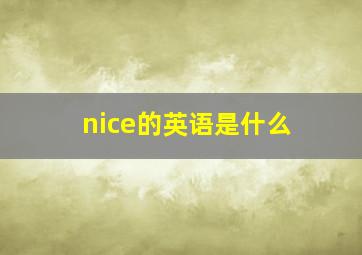 nice的英语是什么