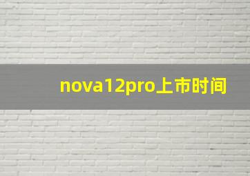 nova12pro上市时间