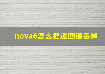 nova6怎么把返回键去掉