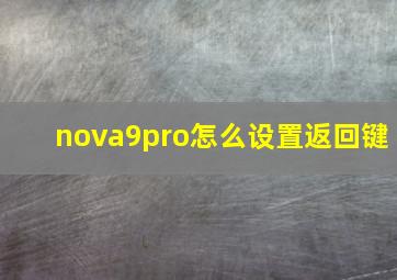 nova9pro怎么设置返回键