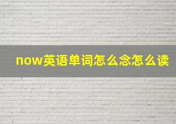 now英语单词怎么念怎么读