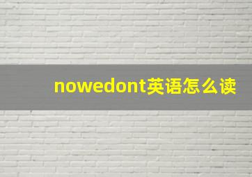 nowedont英语怎么读