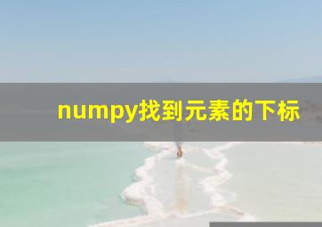 numpy找到元素的下标