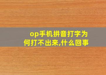 op手机拼音打字为何打不出来,什么回事