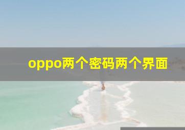 oppo两个密码两个界面