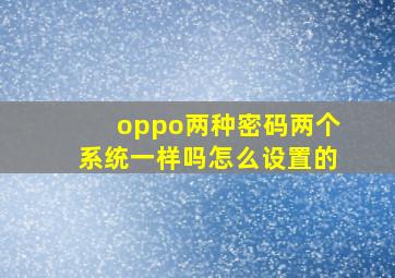 oppo两种密码两个系统一样吗怎么设置的