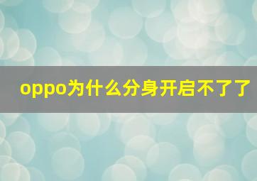 oppo为什么分身开启不了了