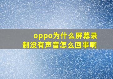 oppo为什么屏幕录制没有声音怎么回事啊