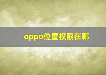 oppo位置权限在哪