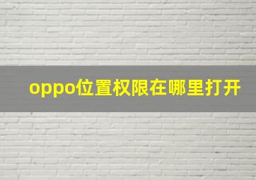 oppo位置权限在哪里打开