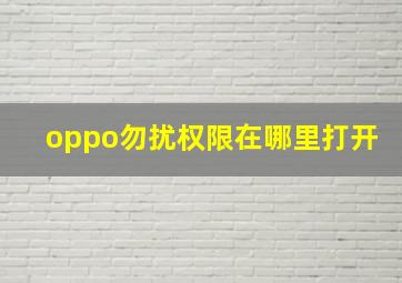 oppo勿扰权限在哪里打开