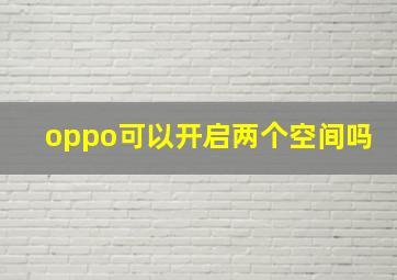 oppo可以开启两个空间吗