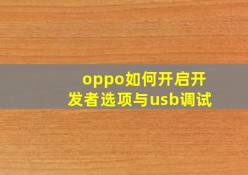 oppo如何开启开发者选项与usb调试