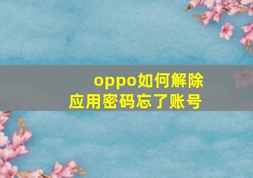 oppo如何解除应用密码忘了账号