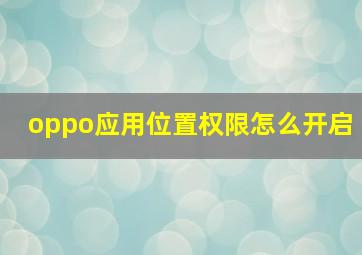 oppo应用位置权限怎么开启