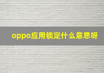 oppo应用锁定什么意思呀