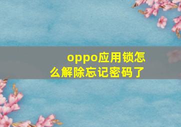 oppo应用锁怎么解除忘记密码了